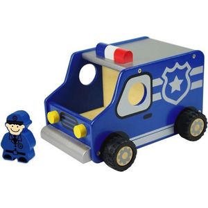 blauwe politieauto |  I'm Toy kiddy vehicle | houten voertuig - speelgoed | politieauto | peuters en kleuters