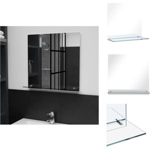 vidaXL Wandspiegel Betonlook 50x50 cm - Met Schap en Gehard Glas - Spiegel