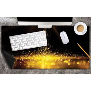 Bureau onderlegger - Gouden Glitters in Donkerkleurige Omgeving - 80x40 cm - 2 mm Dik - Bureau mat Vinyl