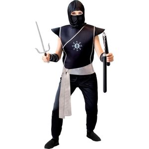 Widmann - Ninja & Samurai Kostuum - Genadeloze Nijdige Ninja Japan - Meisje - Zwart - Maat 158 - Carnavalskleding - Verkleedkleding
