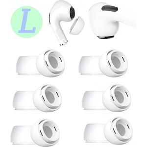 6 Paar - Oordopjes geschikt voor Airpods Pro 1/2 - Siliconen oordopjes - met gat voor geluidsreductie - Large (L) - siliconen oordopjes geschikt - Voor AirPods Pro (1e & 2e Generatie)