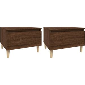 vidaXL - Bijzettafels - 2 - st - 50x46x35 - cm - bewerkt - hout - bruin - eikenkleur