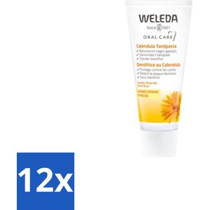 12 x WELEDA - Tandpasta - Calendula - 75 ml - Tandpasta - Natuurlijke Tandpasta - Biologische Tandpasta - Fluoridevrije Tandpasta - Mondverzorging