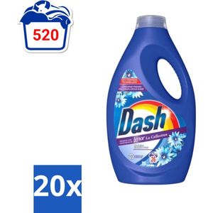 Dash - Lenor Collectie - Vloeibaar Wasmiddel - Witte en Gekleurde Was - Zeebries - 26 Wasbeurten - Bulkverpakking - 20 stuks