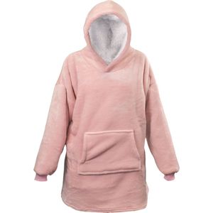 Fleece Hoodie - Plaid met mouwen - Roze - One size fits all - Dames en Heren