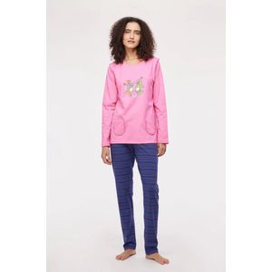 Woody pyjama meisjes/dames - roze - dino - 242-10-PLG-S/453 - maat S
