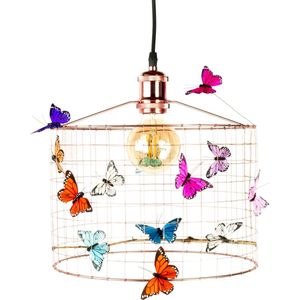 Hanglamp Kinderkamer met Vlinders-KOPER-Kinder hanglampen-Hanglamp kinderkamer koperkleurig-lamp met vlinders-vlinderlamp-lamp babykamer-lamp kinderkamer-lamp meisjeskamer-Ø30cm.