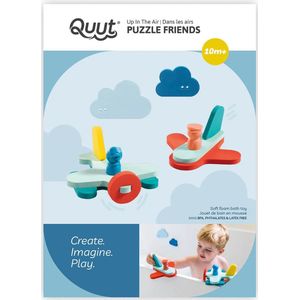 Quut-Puzzle Friends-Up in the air-Vliegtuig-Gratis drie badbruisballentjes-stimuleert-fijne motoriek-kindercadeau-kerst-sinterklaas-verjaardag-badspeelgoed-badpuzzel-wolken