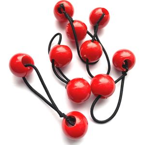 iishasworld - Bala Bala Rochealy rode haarelastiek met paarse balletjes van 2 cm groot per 5 stuks verpakt