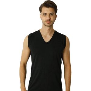 2pack - Mode Lotus - Katoen - V Hals - Mauwloos - Sport Heren Onderhemd - t-shirts - t shirt heren - heren t shirt - Kleur:Zwart Maat XL