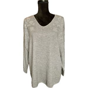 Ribbel top strass grijs 202404048