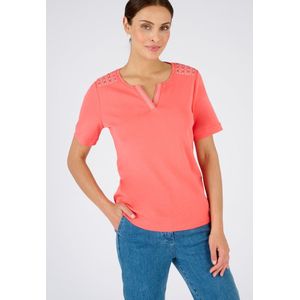 Damart - T-shirt met Tunesische kraag - Dames - Roze - XS