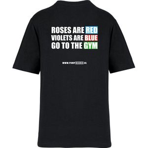 Pumpcovers - T-shirt - Roses are red, violets are blue, go to the gym - Maat S
