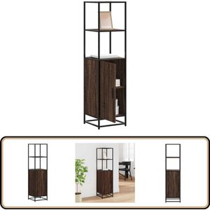 vidaXL Hoge kast - Bruin eiken - 35,5x35x139 cm Hoge Kast - Opslagoplossing - Keukenopslag - Houten Kast - Metalen Kast