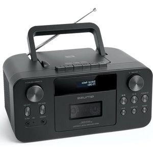 DAB+ radio draagbaar Bluetooth cd-speler cassettespeler - FM AUX-in LCD-display zwart cassette speler