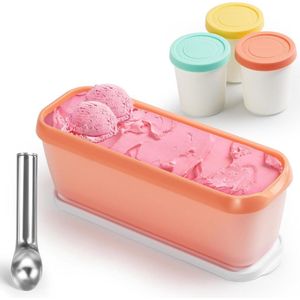Set van 4 ijshouders - ijsdiepvriesdozen met deksel en ijsverdeler - herbruikbaar en BPA-vrij