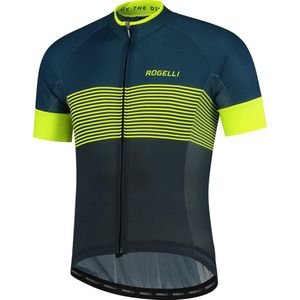 Rogelli Boost Fietsshirt - Korte Mouwen - Heren - Blauw, Fluor-Geel - Maat S