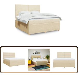 vidaXL Boxspring met matras stof crèmekleurig 180x200 cm
