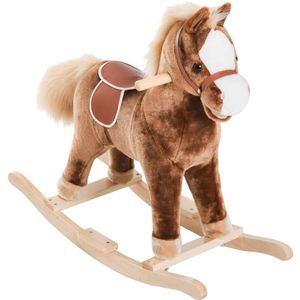 Schommelpaard Baby Schommeldier Pluche Speelgoed Kinderen Pluche Schommeldier Bruin L X B X H 74 X 33 X 62 Cm