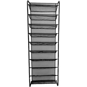 O'DADDY® hangend schoenenrek metaal deur - Geschikt voor opdek en stompe deuren, beide kanten – 20 x 51 x 182 cm - Zwart