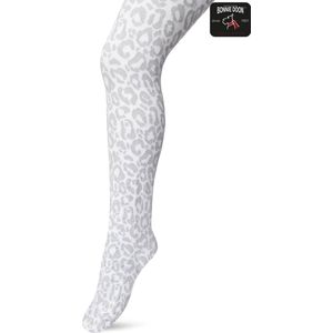 Bonnie Doon Kinder Panty met Panter Print 100 Denier maat 92/110 XS Wit - Uitstekend Draagcomfort - Meiden Panty - Meisjes - Kinderen - Kids - Zebraprint - Dierenprint - Gladde Naden - Perfecte Pasvorm - White - BP213904.103