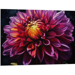 PVC Schuimplaat- Grote Bloeiende Paars met Oranje Bloem - 100x75 cm Foto op PVC Schuimplaat