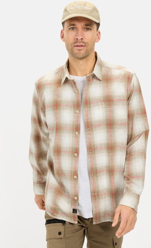 camel active Geruit lang mouw shirt gemaakt van katoen - Maat menswear-M - Beige