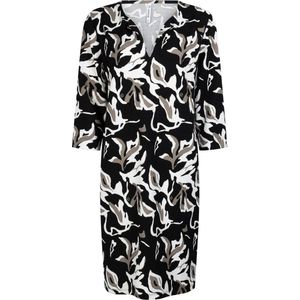 Zoso Jurk Fiona Printed Crepe Dress 234 0000-0009 Black Taupe Dames Maat - XL