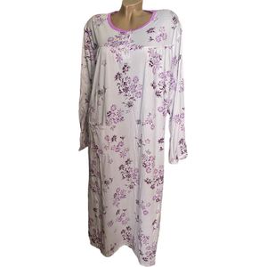 Dames nachthemd lang model 6546 M (38-42) wit/paars