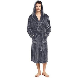 Zachte Herenbadjas met Capuchon en Sjaalkraag - Pluche Kraag - Warm en Comfortabel - Maat 38-46