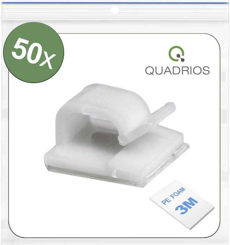 Quadrios - Kabelclip - Wit - Zelfklevend - 50 Stuks