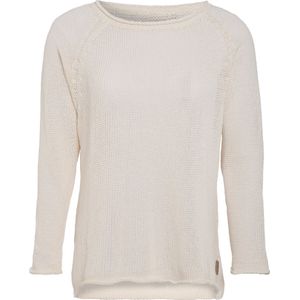 Knit Factory Jasmin Gebreide Dames Trui - Trui dames - Pullover voor de lente en zomer - Zomer trui dames - Damestrui - Duurzaam & milieuvriendelijk - Boothals - Lange mouw - Beige - 40/42 - 80% Gerecycled katoen