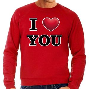 I love you sweater voor heren - rood - Valentijn / Valentijnsdag - trui S