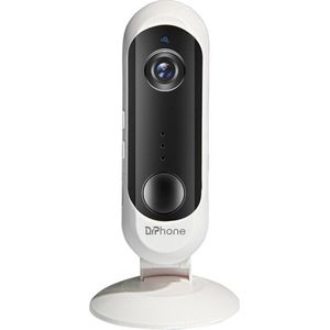 DrPhone IDC1 – 1080P Full HD Indoor Camera Met Micro SD Kaart Ingang - Camera Met Nachtvisie & Infrarood - Camera Met Mobiele App – Bewegingsdetectie – 2-weg audio -Wit