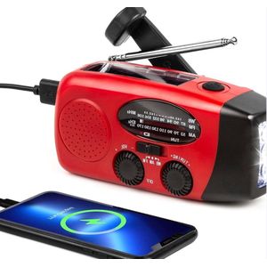 Noodradio - Radio voor Nood Zonne-energie Weerradio voor Noodgevallen Thuis Camping AM/FM Dynamo-zaklamp SOS-alarm Radioline Draagbaar Oplaadbaar
