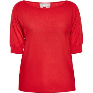 Trui - Effen - Viscose - Pofmouwen - Boothals - Normale Pasvorm - Halve Mouw