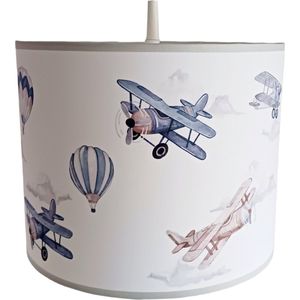 Hanglamp vliegtuigen / luchtballonnen - lampen - 30x30x24 cm - kinder & babykamer - kunststof - wit - excl. lichtbron