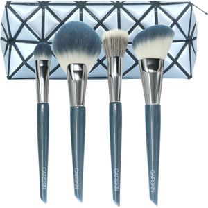 CAIRSKIN Royal Blue Flowers Set - 4 Classic Face Bushes for Professional Makeup - Visagie Kwastenset voor Gezicht & Ogen - Inclusief CAIRSKIN Beauty Bag