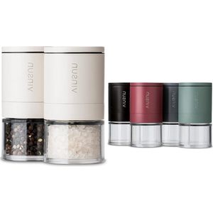Peper- en Zoutstel - Beige Keramische Molen - Handmatige Peper- en Zoutmolen - Roestvrij Staal Acrylglas - Kruidenmolen