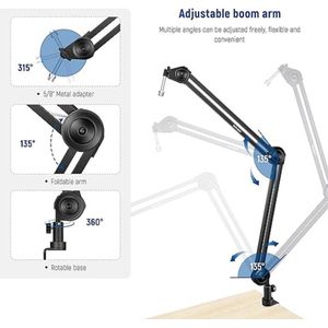 professional microphone arm - QuadCast Boom Arm Stand / microfoonhouder, microphone arm standard adjustable microphone stand - Microfoonstandaard