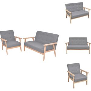 vidaXL Fauteuil En Bank - Fauteuils En Banken - Fauteuils - Fauteuil - Bankstel stof lichtgrijs 2 -delig