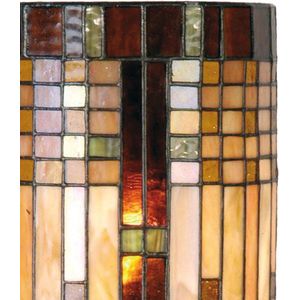 LumiLamp Wandlamp Tiffany 20*11*36 cm E14/max 2*40W - Beige Bruin Glas in lood