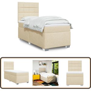 vidaXL Boxspring met matras stof crèmekleurig 90x190 cm