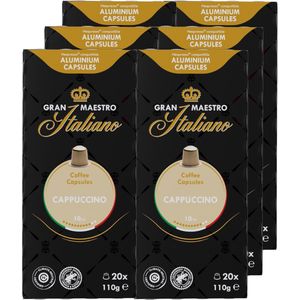 Gran Maestro Italiano - Cappuccino - Koffiecups - Nespresso Compatibel Capsules - Intense Smaak - 6 x 20 cups