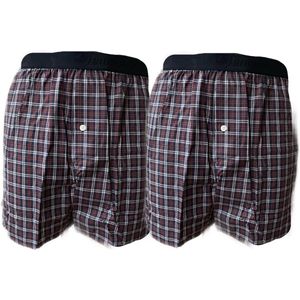 Embrator 2-stuks mannen Boxershorts geweven katoen donkerblauw/wit/turquoise XXL