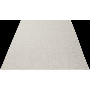 Karpet24 Stockholm glad geweven handgemaakt wollen vloerkleed Cream-120 x 170 cm