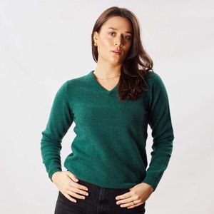 Osborne Knitwear Trui met V hals - Dames - Lamswol - Cossack - M