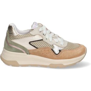Braqeez 424260-474 Meisjes Lage Sneakers - Beige/Grijs - Nubuck - Veters