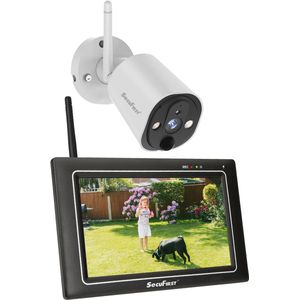 SecuFirst CWL401W Draadloze 3 megapixel Beveiligingscamera met monitor - 7 inch touchscreen + 1 camera - Wit - Gratis app