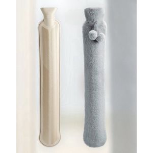 Lange warmwaterkruik met zachte overtrek, 2 liter, voor nek en schouder, 73 x 13 cm, gecertificeerd